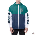 Seattle Mariners Color Block Navy/Aqua Hoodie Windbreaker Clanton Jacket
