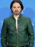 Sebastian Stan A Different Man Green Leather Jacket Clanton Jacket