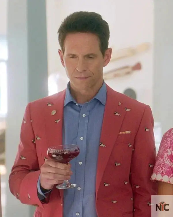 Sirens Glenn Howerton Duck Print Pink Coat Clanton Jacket