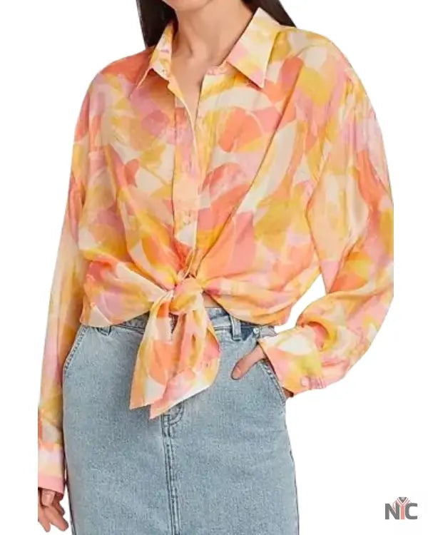 Sirens S01 Milly Alcock Orange Printed Shirt Clanton Jacket