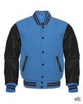 Sky Blue And Black Varsity Jacket Clanton Jacket