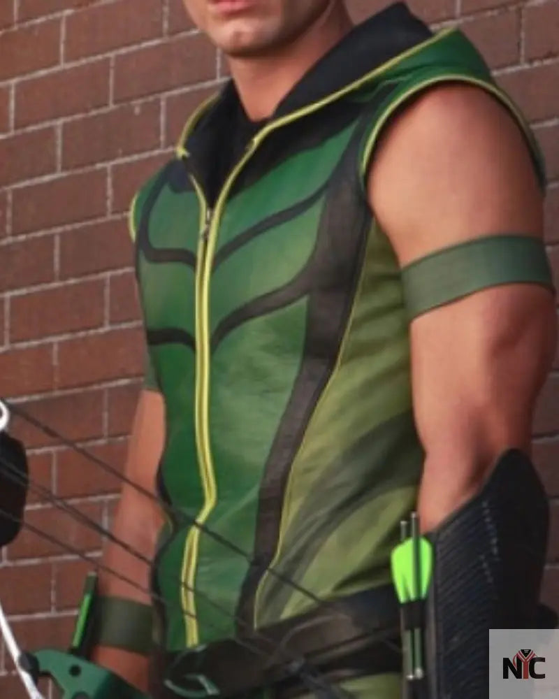 Smallville Green Arrow Justin Hartley Leather Vest Clanton Jacket