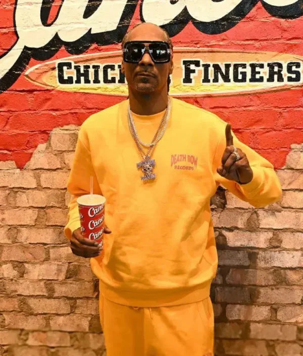 Snoop Dogg Raising Cane’s Shift Orange Sweatshirt Clanton Jacket