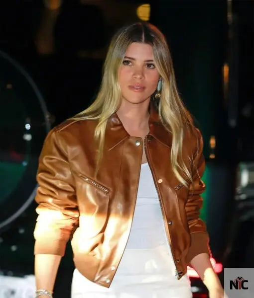 Sofia Richie Brown Leather Jacket Clanton Jacket