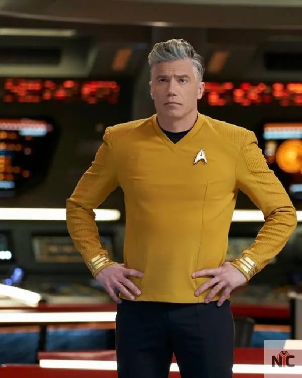Star Trek Strange New Worlds Anson Mount Yellow Shirt Clanton Jacket