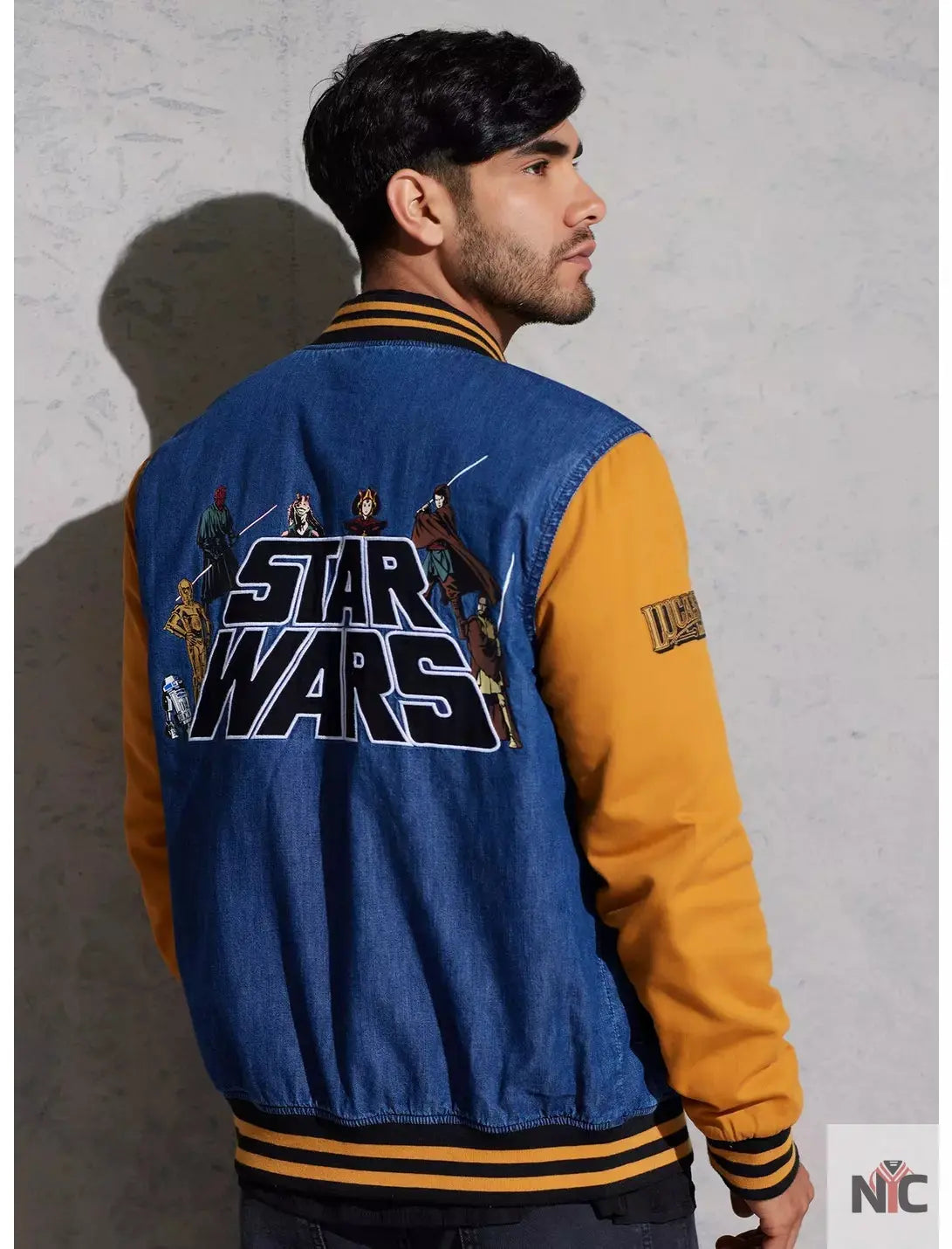 Star Wars Logo Denim Varsity Jacket Clanton Jacket