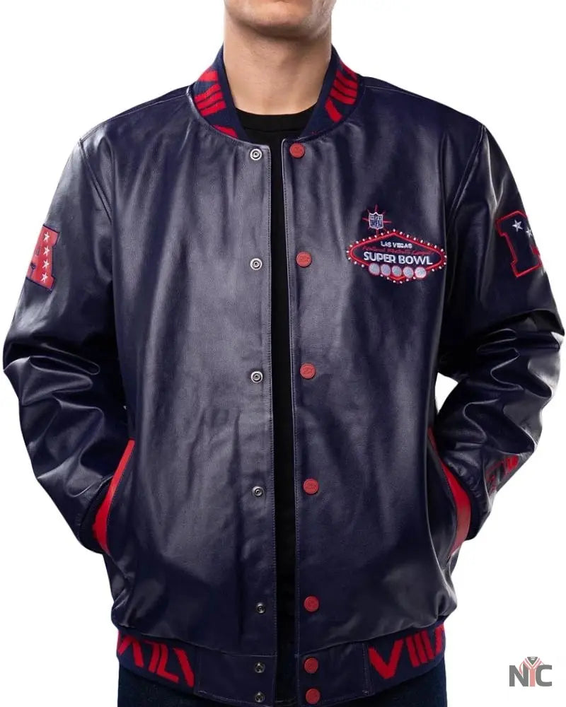 Starter Men’s Super Bowl LVIII Lucky Leather Jacket Clanton Jacket