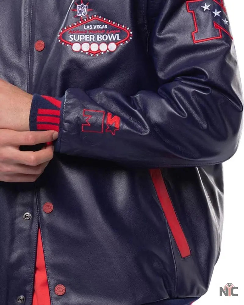 Starter Men’s Super Bowl LVIII Lucky Leather Jacket Clanton Jacket
