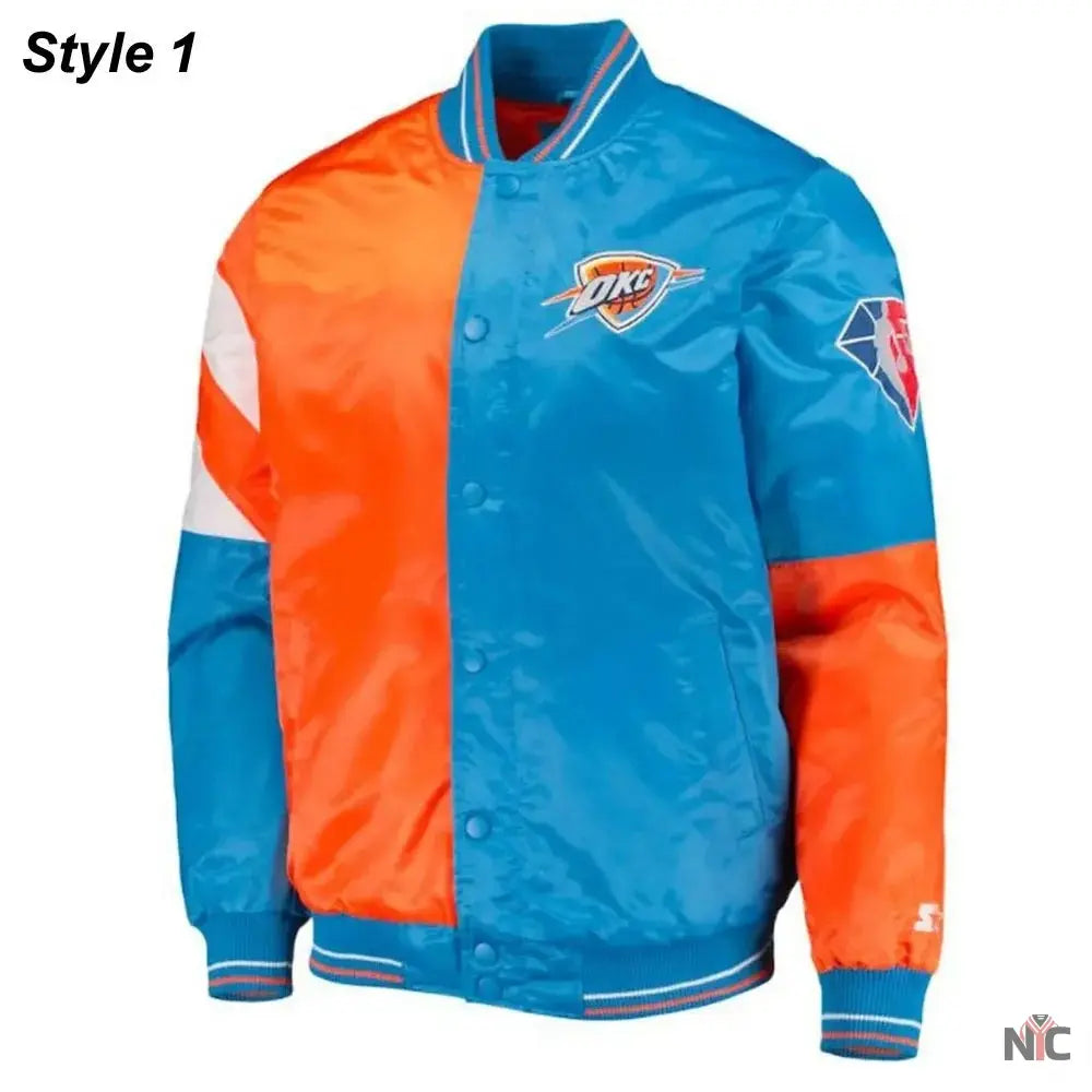 Starter Oklahoma City Thunder Orange and Blue Jacket Clanton Jacket