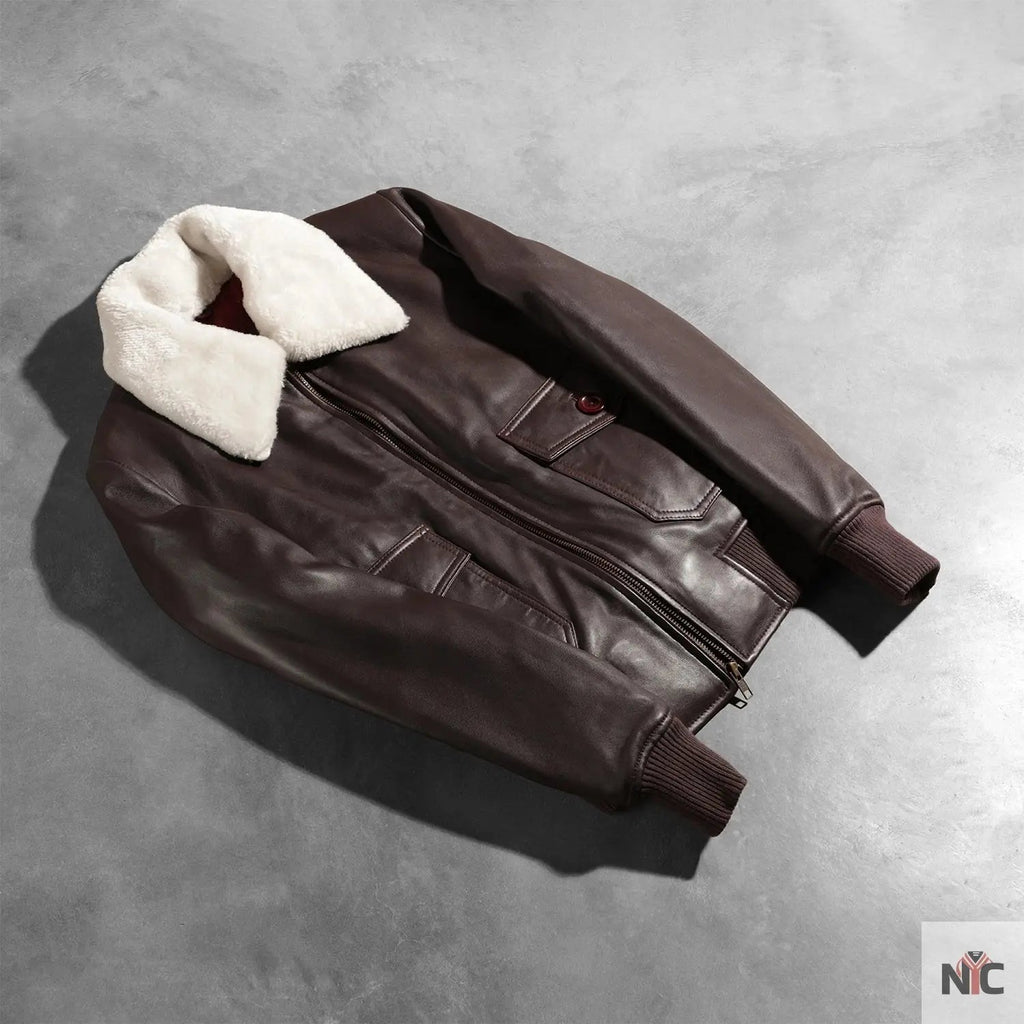 Stella G-1 Maroon Leather Bomber Jacket Clanton Jacket