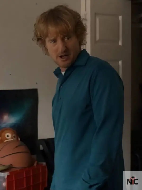 Stick Owen Wilson Blue Long Sleeve Polo Shirt Clanton Jacket