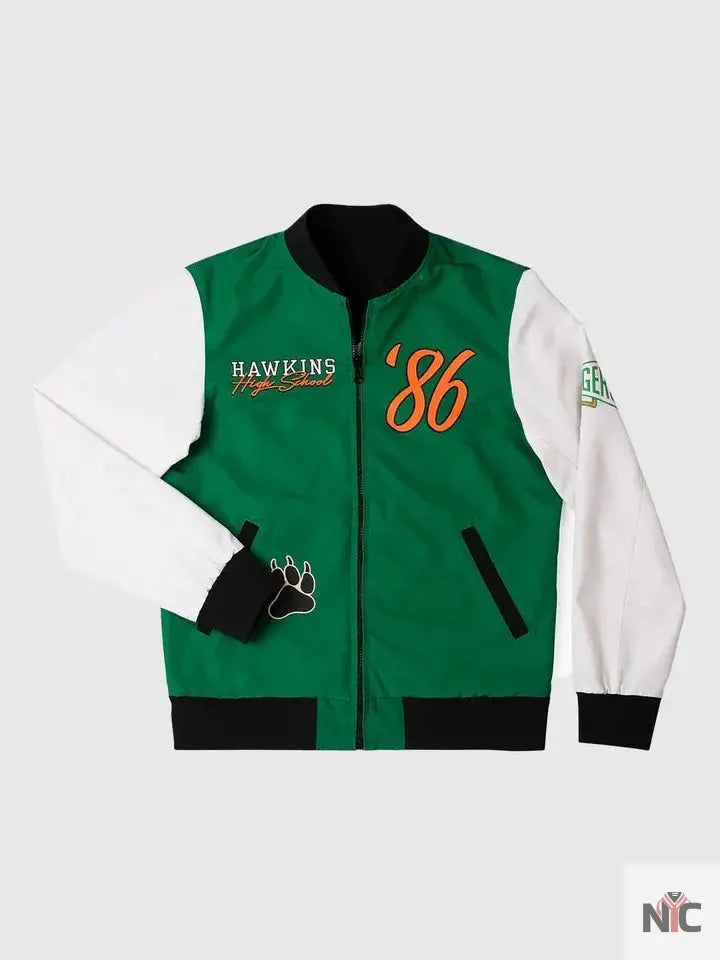 Stranger Things x Hawkins Tigers Reversible Bomber Jacket Clanton Jacket
