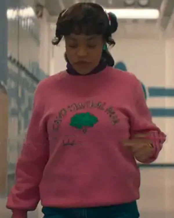 Stranger Things S05 Priah Ferguson Pink Tree Print Sweatshirt
