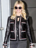 Street Style Jessica Simpson Black Leather Jacket Clanton Jacket
