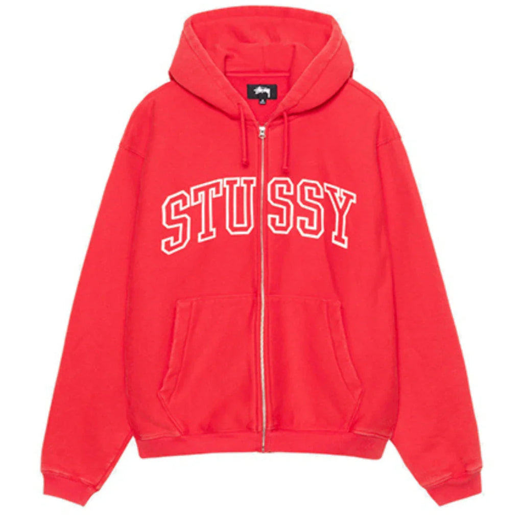 Stussy Unisex Outline Zip Hoodie Red Clanton Jacket