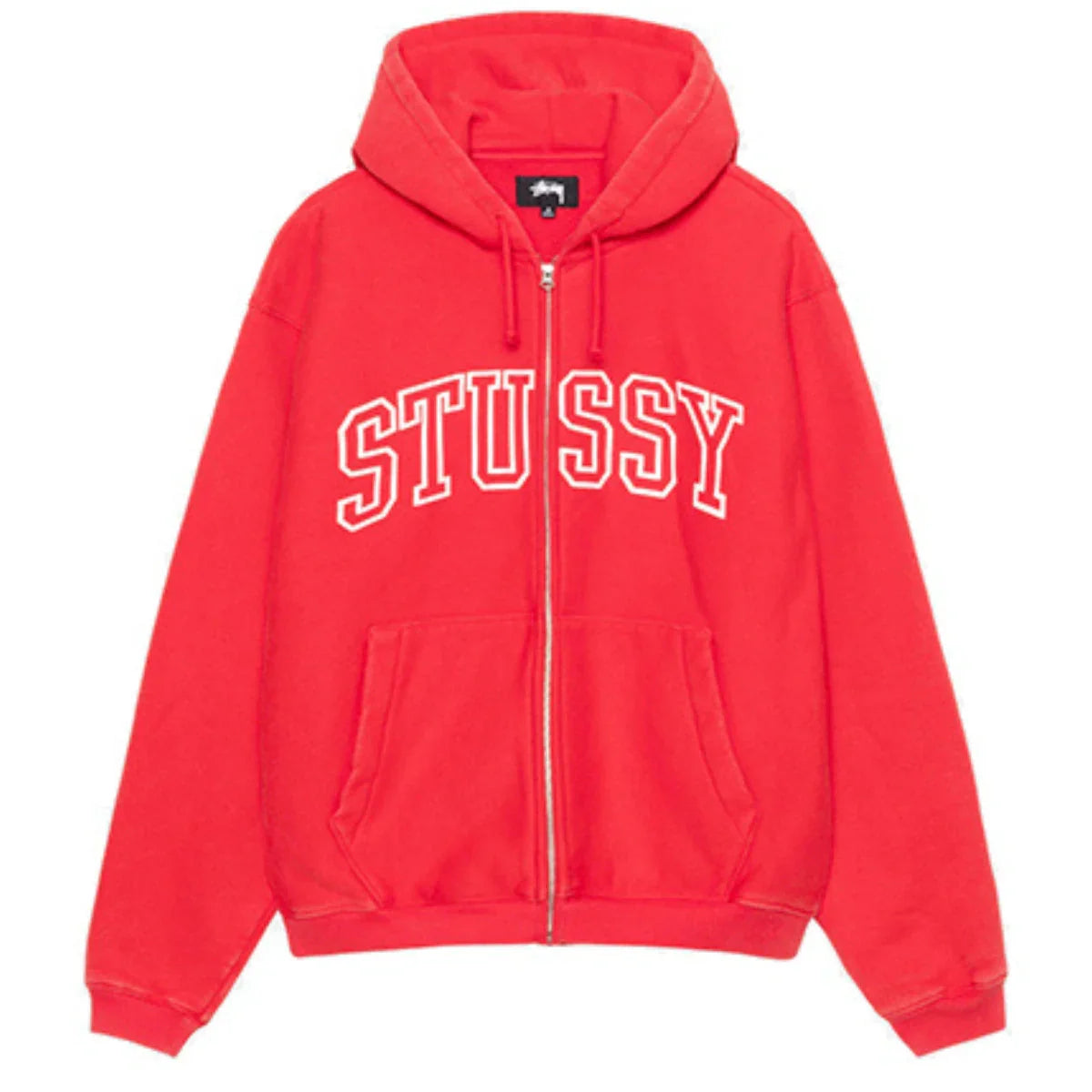Stussy Unisex Outline Zip Hoodie Red Clanton Jacket