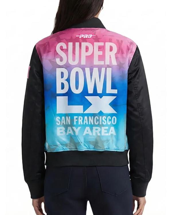 Super Bowl LX Black Satin Jacket