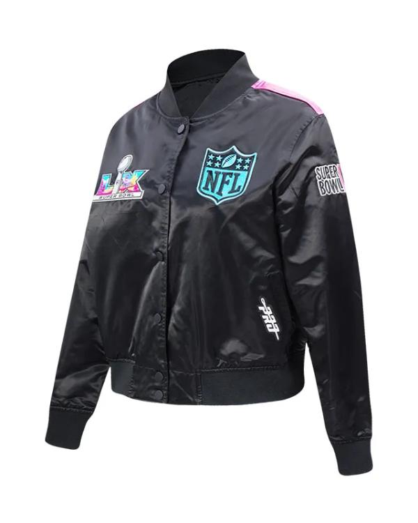 Super Bowl LX Black Satin Jacket