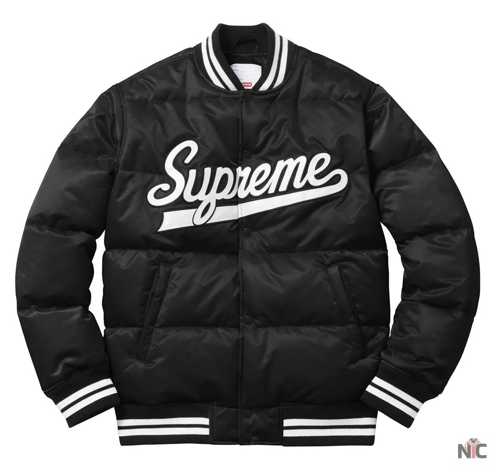 Supreme Black Puffy Varsity Jacket Clanton Jacket