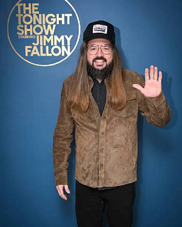 THE TONIGHT SHOW STARRING JIMMY FALLON Comedian Dusty Slay Brown Suede Shirt