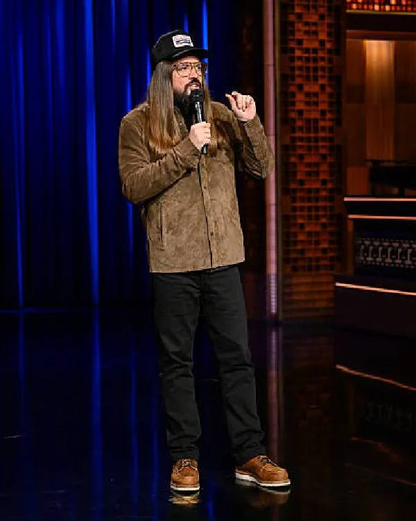 THE TONIGHT SHOW STARRING JIMMY FALLON Comedian Dusty Slay Brown Suede Shirt