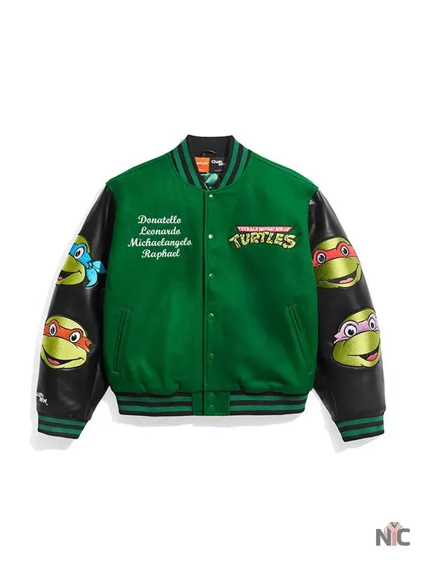 TMNT Green Varsity Bomber Jacket Clanton Jacket