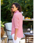 Leanne S01 Leanne Morgan Pink Striped Shirt Clanton Jacket
