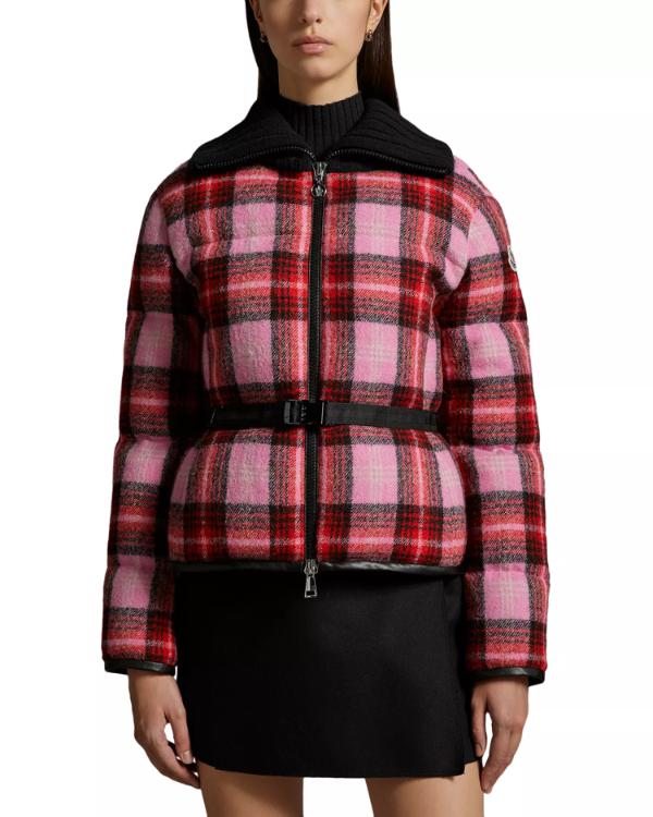 The Five 2025 Dana Perino Pink And Red Plaid Puffer Jacket