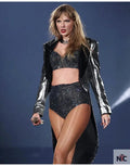 Taylor Swift Paris Eras Tour Metallic Gold Tail Coat Clanton Jacket
