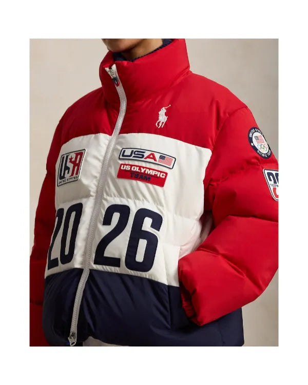 Team USA Olympics 2026 Opening Ceremony Red Puffer Jacket