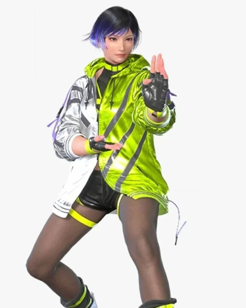 Tekken 8 Reina Mishima Green and Silver Jacket Clanton Jacket