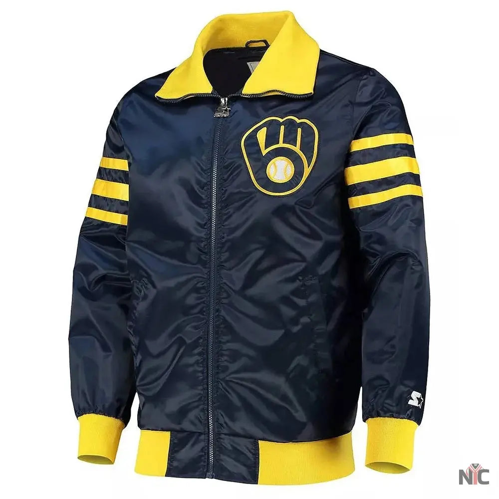 The Captain II Milwaukee Brewers Navy Satin Jacket Clanton Jacket