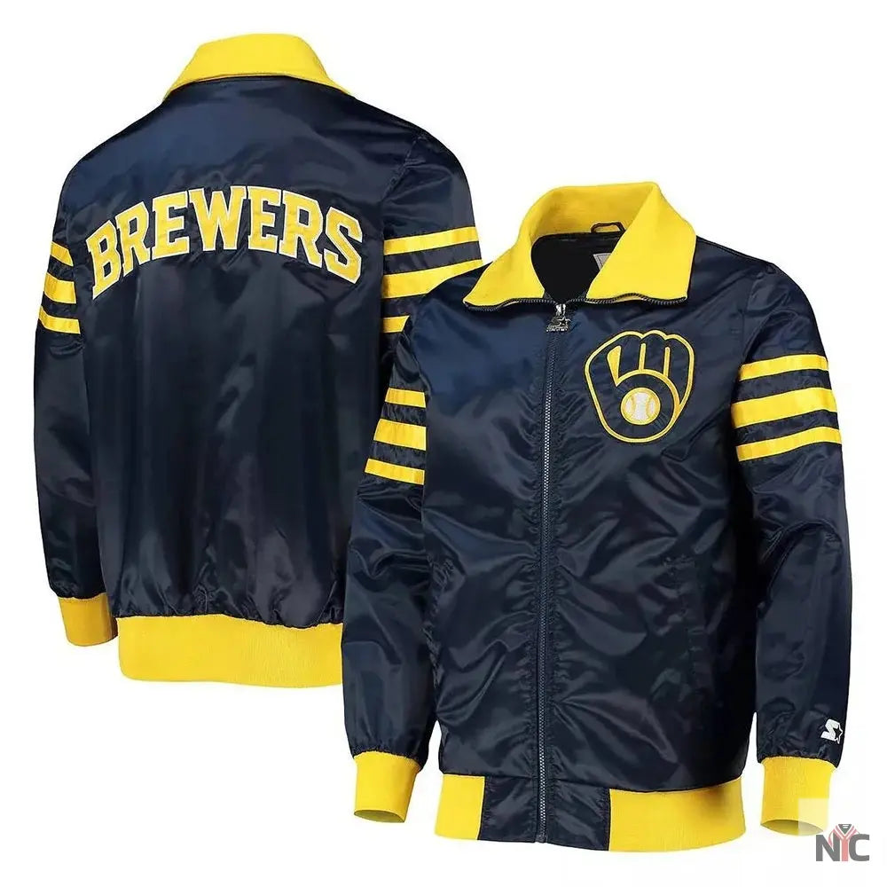 The Captain II Milwaukee Brewers Navy Satin Jacket Clanton Jacket