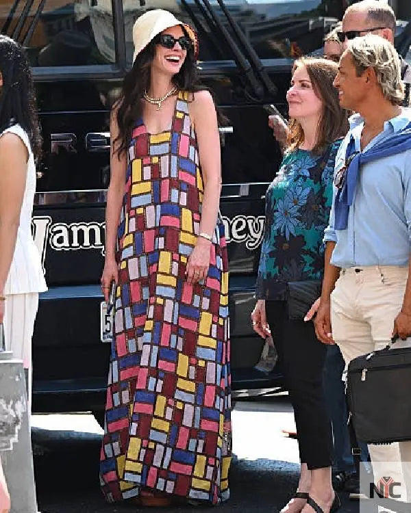 The Devil Wears Prada 2 Anne Hathaway Multi-color Long Dress Clanton Jacket