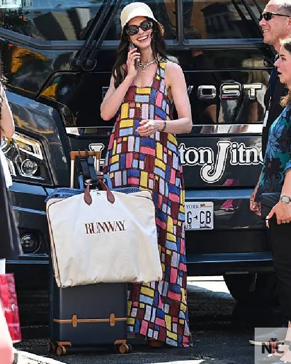 The Devil Wears Prada 2 Anne Hathaway Multi-color Long Dress Clanton Jacket