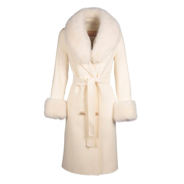 The Five 2025 Emily Compagno White Fur Trim Belted Coat