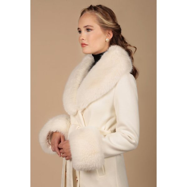 The Five 2025 Emily Compagno White Fur Trim Belted Coat