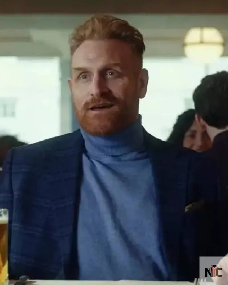 The Gentlemen 2024 Kristofer Hivju Blue Checkered Blazer Clanton Jacket