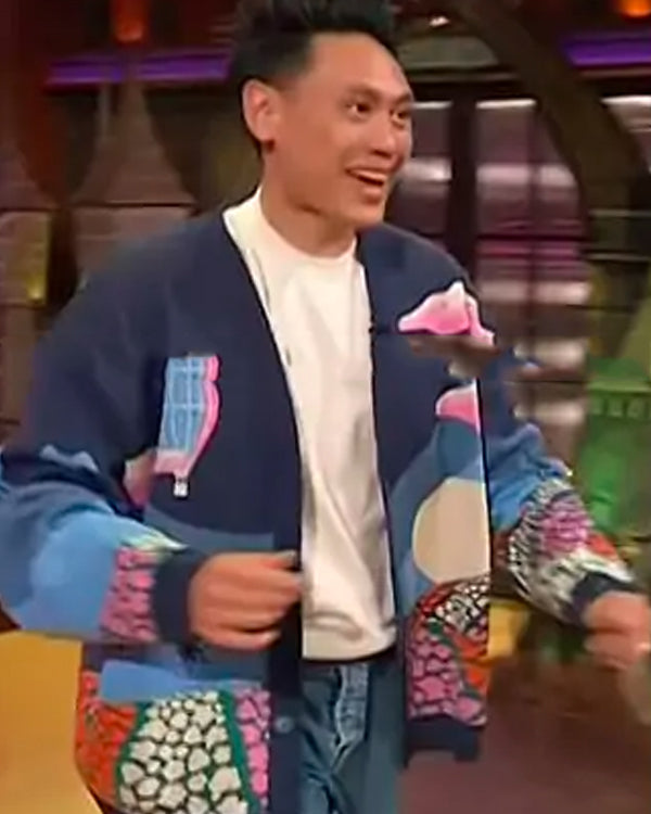The Kelly Clarkson Show Jon M. Chu Purple Printed Cardigan