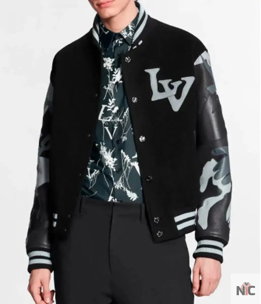 The Kid Laroi Wrong Camo Chains Lv Varsity Jacket Clanton Jacket