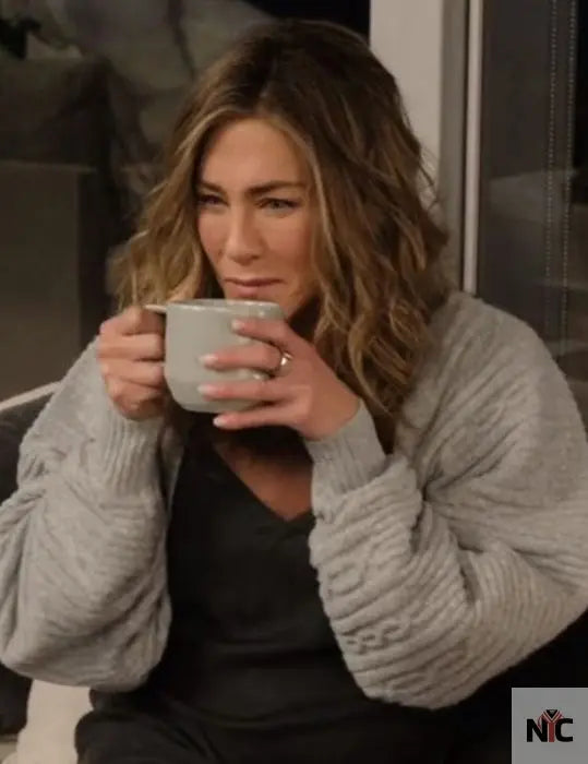 The Morning Show Jennifer Aniston Shrug Sweater Clanton Jacket
