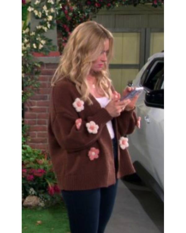 The Neighborhood Beth Behrs Brown Flower Cardigan