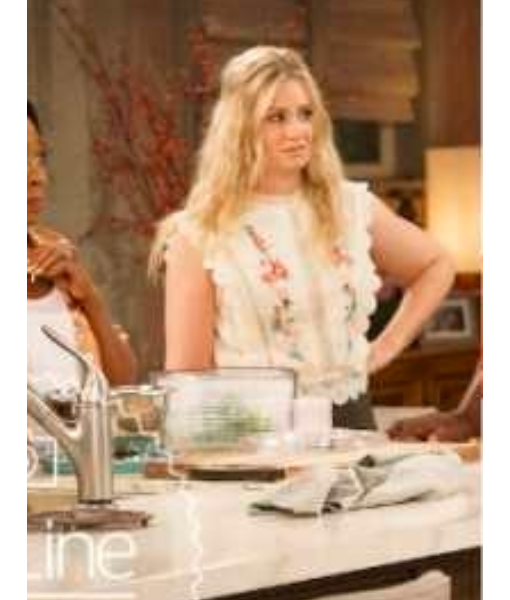 The Neighborhood S08 Beth Behrs Floral Crochet Sleveless Top USA Jackets