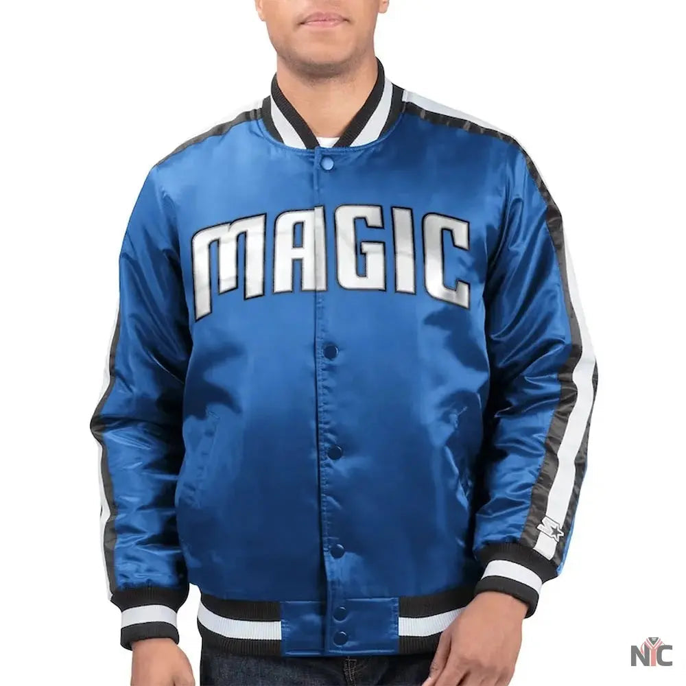 The Offensive Orlando Magic Blue Varsity Satin Jacket Clanton Jacket