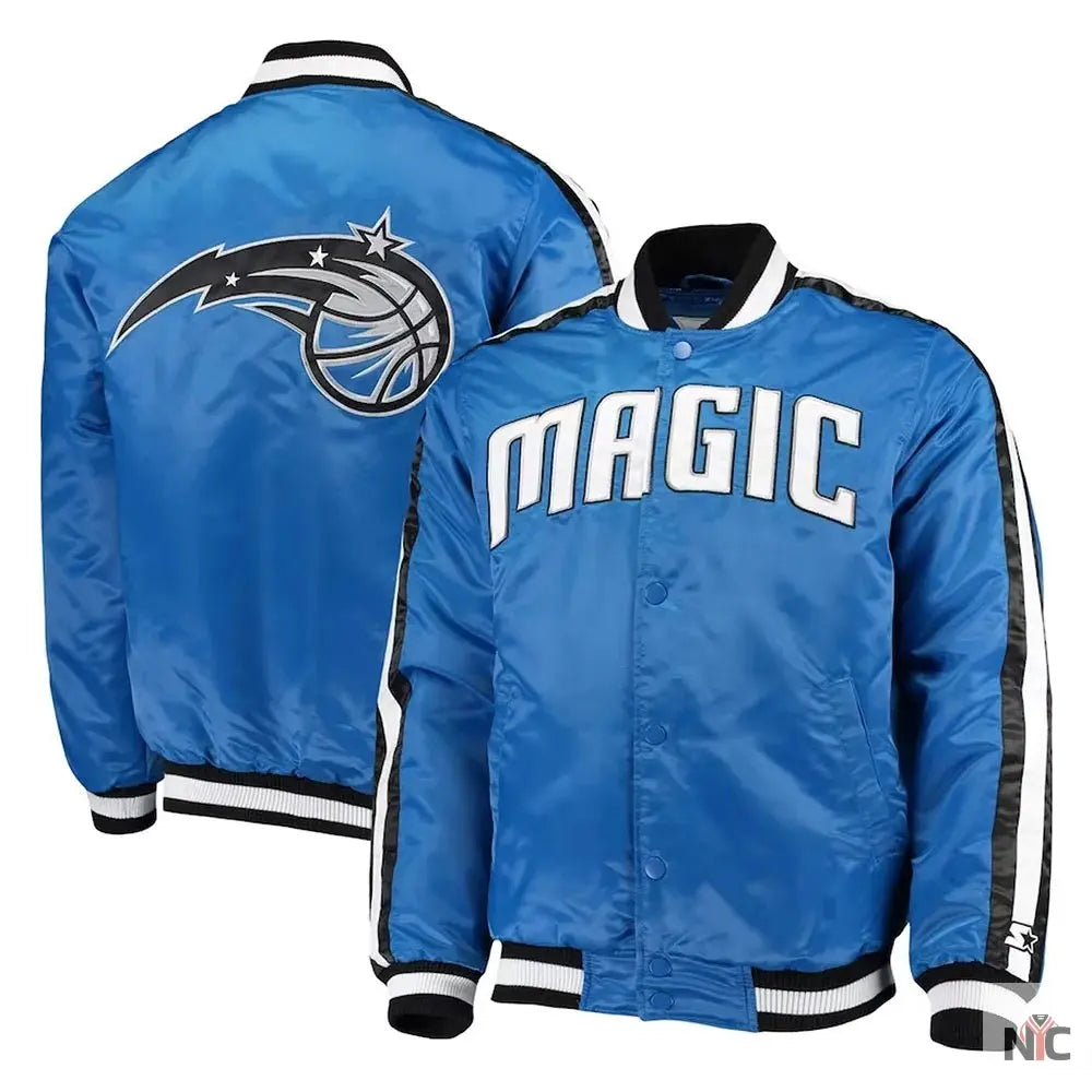 The Offensive Orlando Magic Blue Varsity Satin Jacket Clanton Jacket