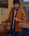 The Spirit of Christmas Station Chase Garland Brown Leather Jacket