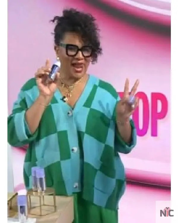 The Today Show Julee Wilson Blue and Green Check Cardigan Clanton Jacket