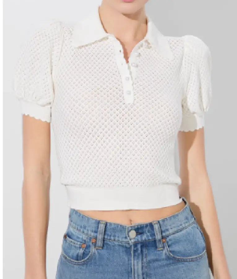 The View 2025 Alyssa Farah Griffin Pointelle Polo Top