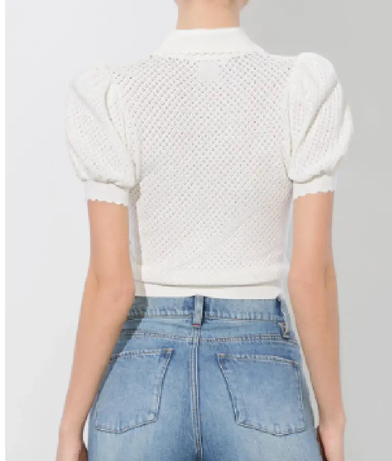 The View 2025 Alyssa Farah Griffin Pointelle Polo Top