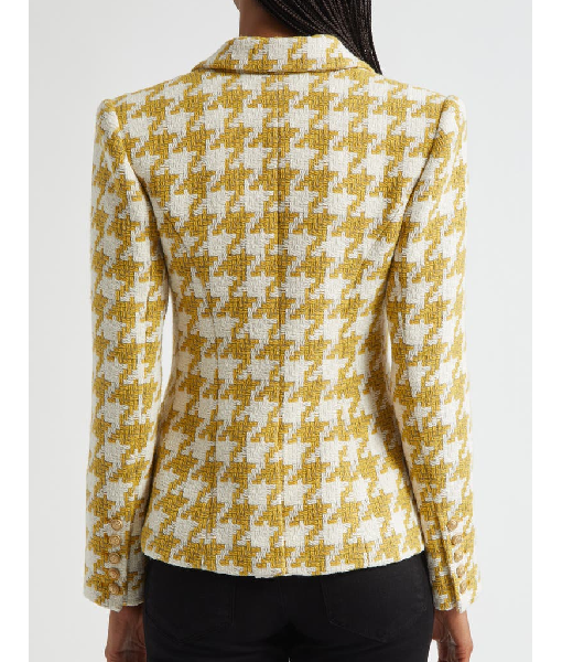 The View 2025 Ana Navarro Yellow Houndstooth Tweed Blazer USA Jackets